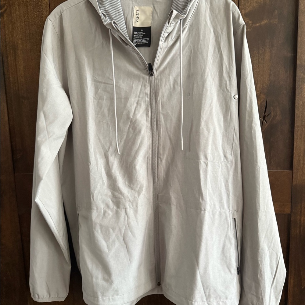 Vuori Light Gray Hooded Windbreaker